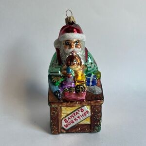 •Christopher Radko Santa’s Workshop Glass Ornament•